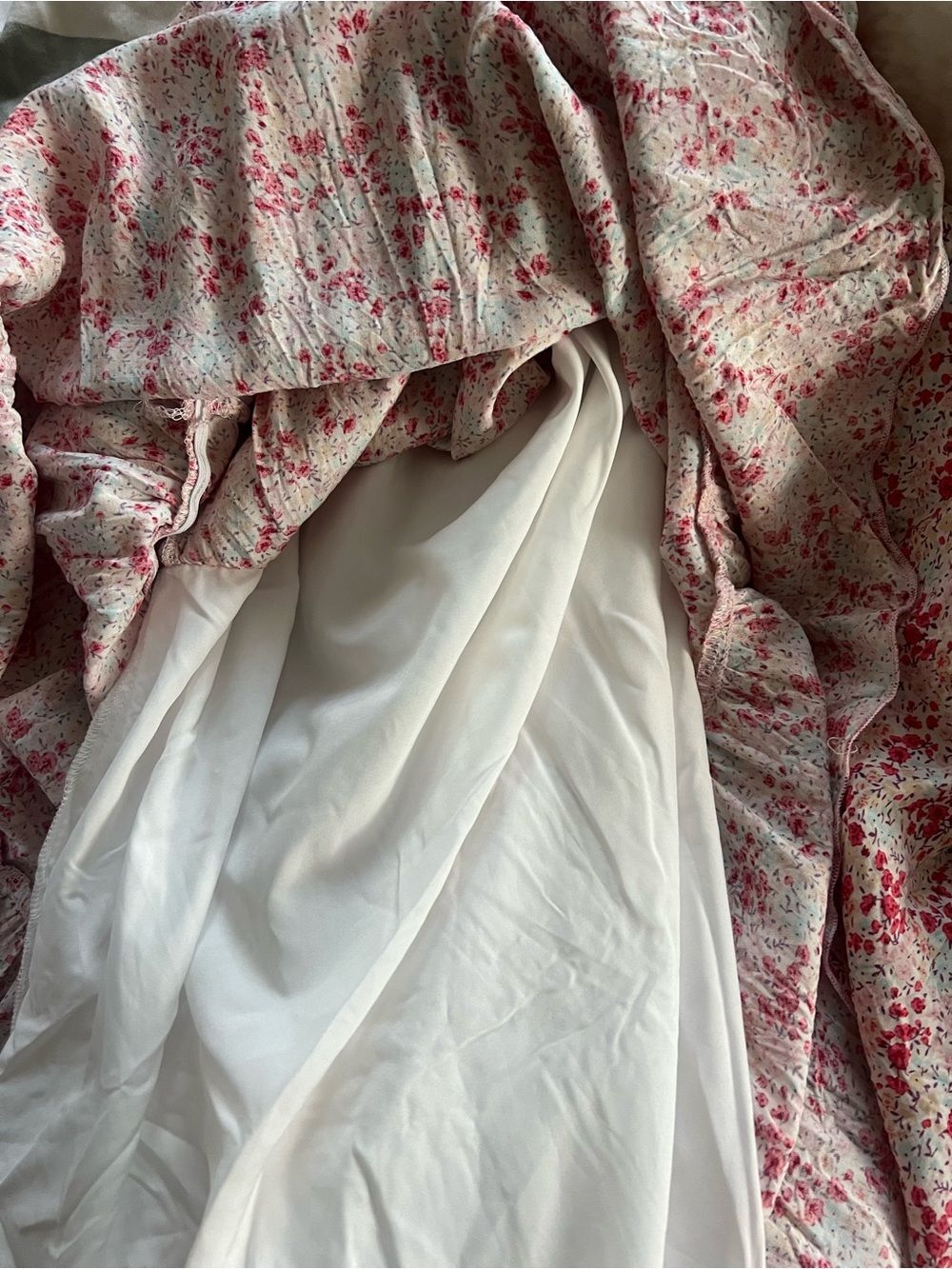 Kirundo Light Pink Blue Floral Tiered Ruffle Sleeve Midi Dress Cottagecore - Picture 9 of 11